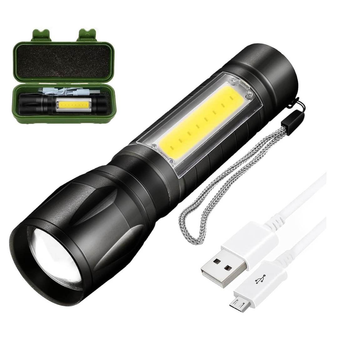 Small LED Torch Rechargeable – Super Bright Adjustable Focus Flashlight