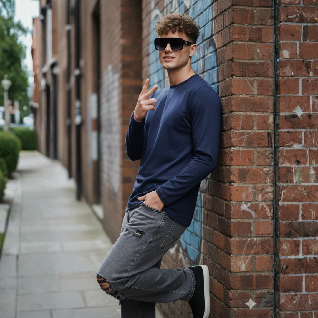 Full Sleeves Plan T-Shirt – Round Neck