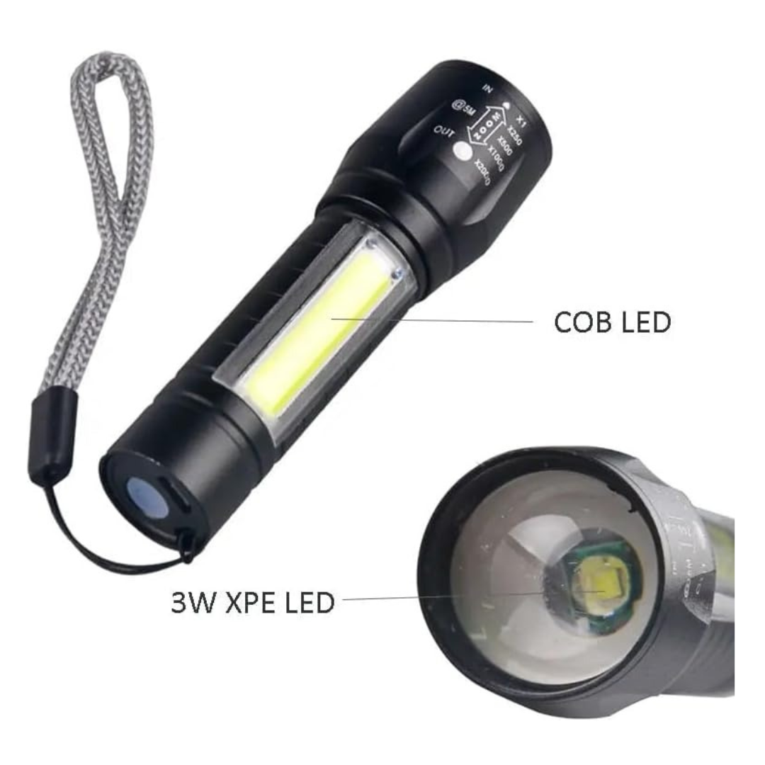 Small LED Torch Rechargeable – Super Bright Adjustable Focus Flashlight