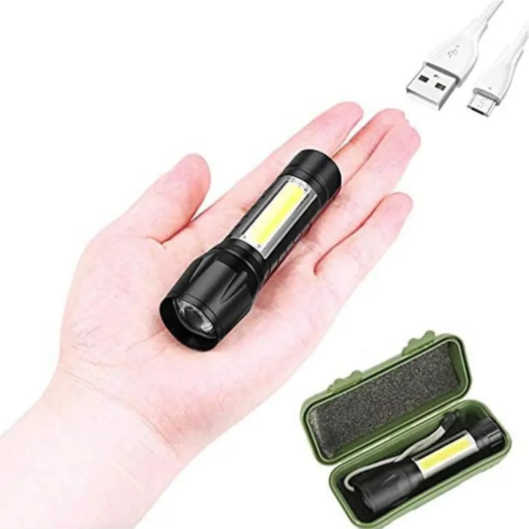 Small LED Torch Rechargeable – Super Bright Adjustable Focus Flashlight