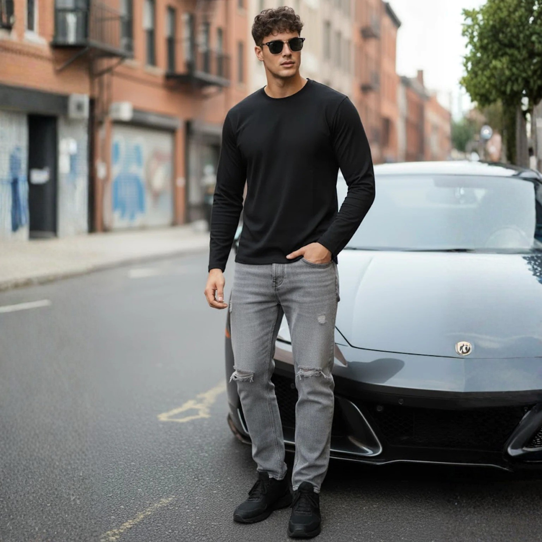 Full Sleeves Plan T-Shirt – Round Neck