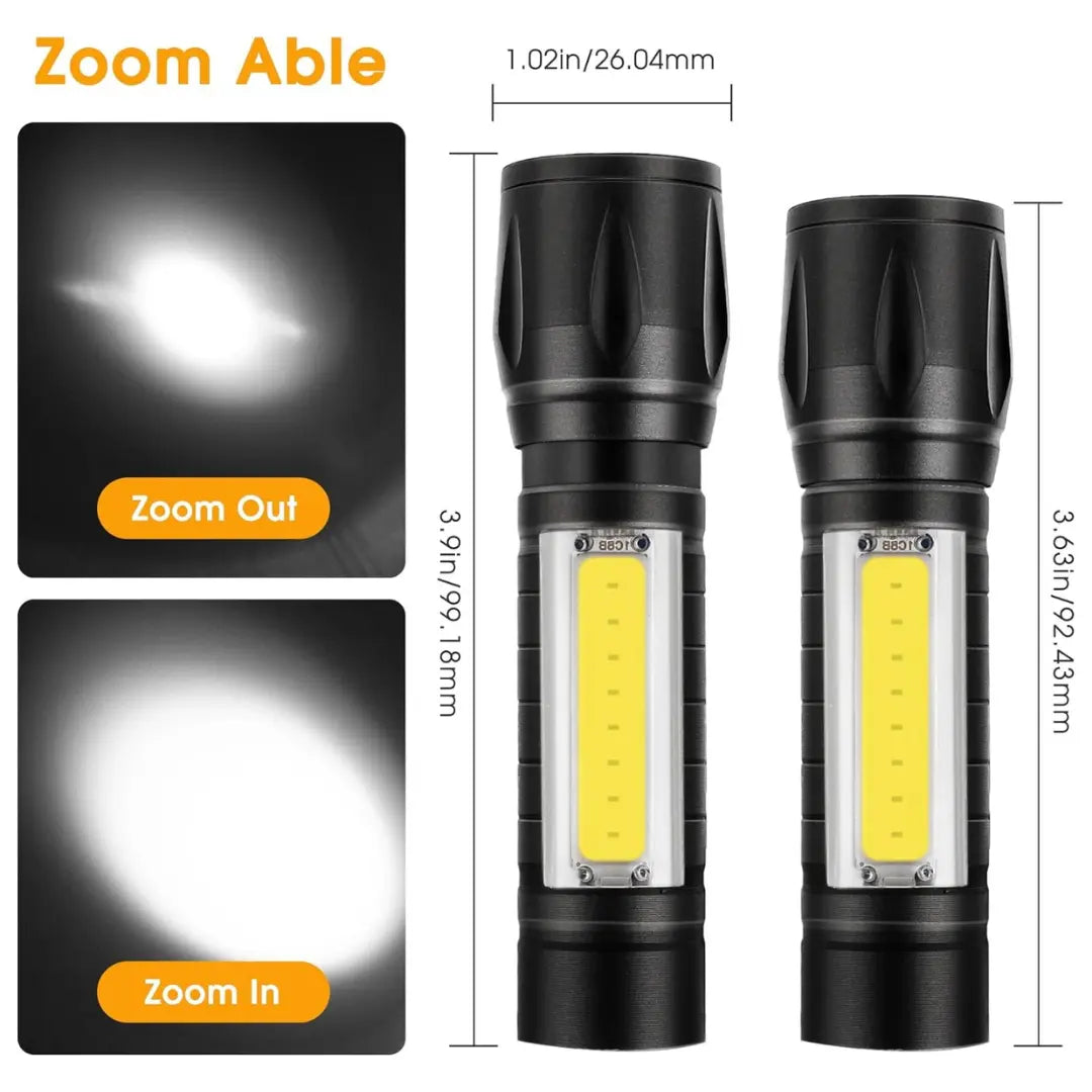 Small LED Torch Rechargeable – Super Bright Adjustable Focus Flashligh ...