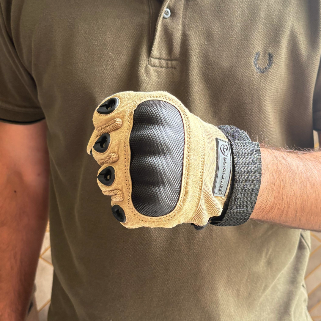 Dominance Biker Gloves Full Finger – Brown