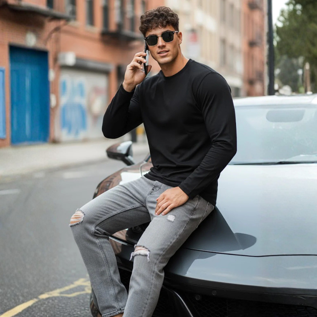 Full Sleeves Plan T-Shirt – Round Neck