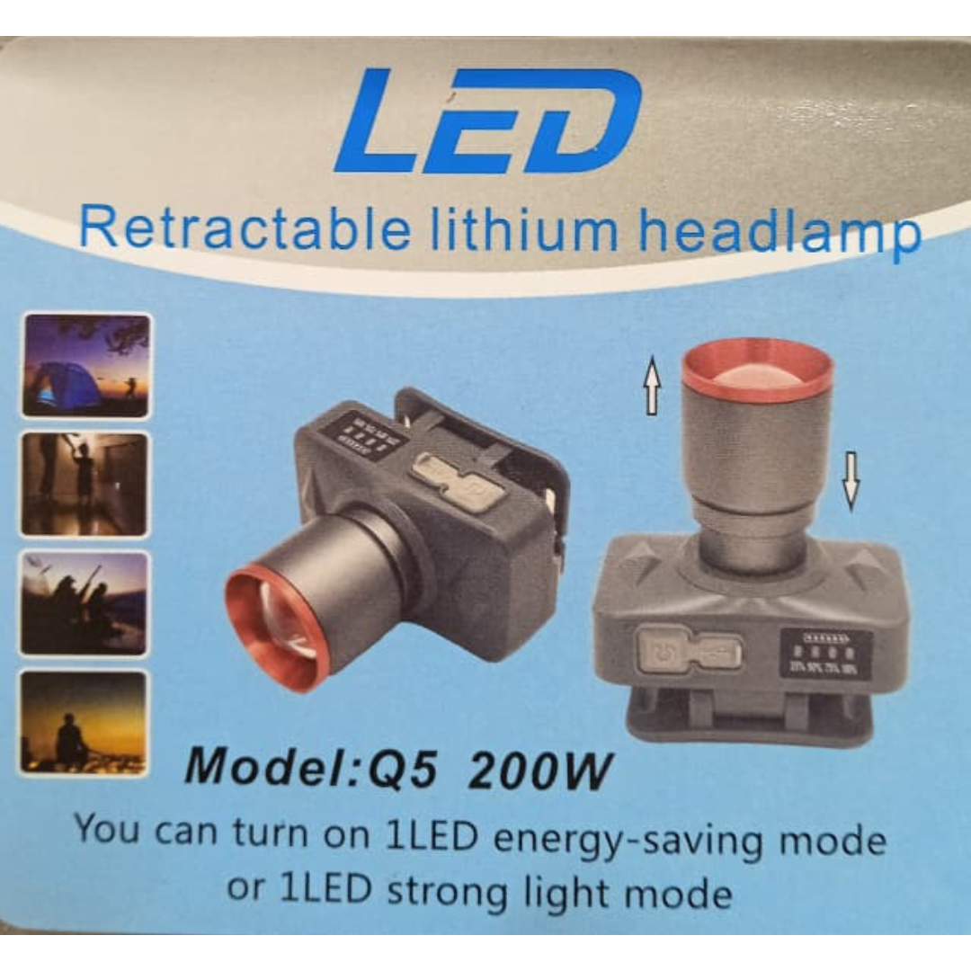 Q5 LED Headlamp – USB Rechargeable, Zoomable & Ultra-Bright