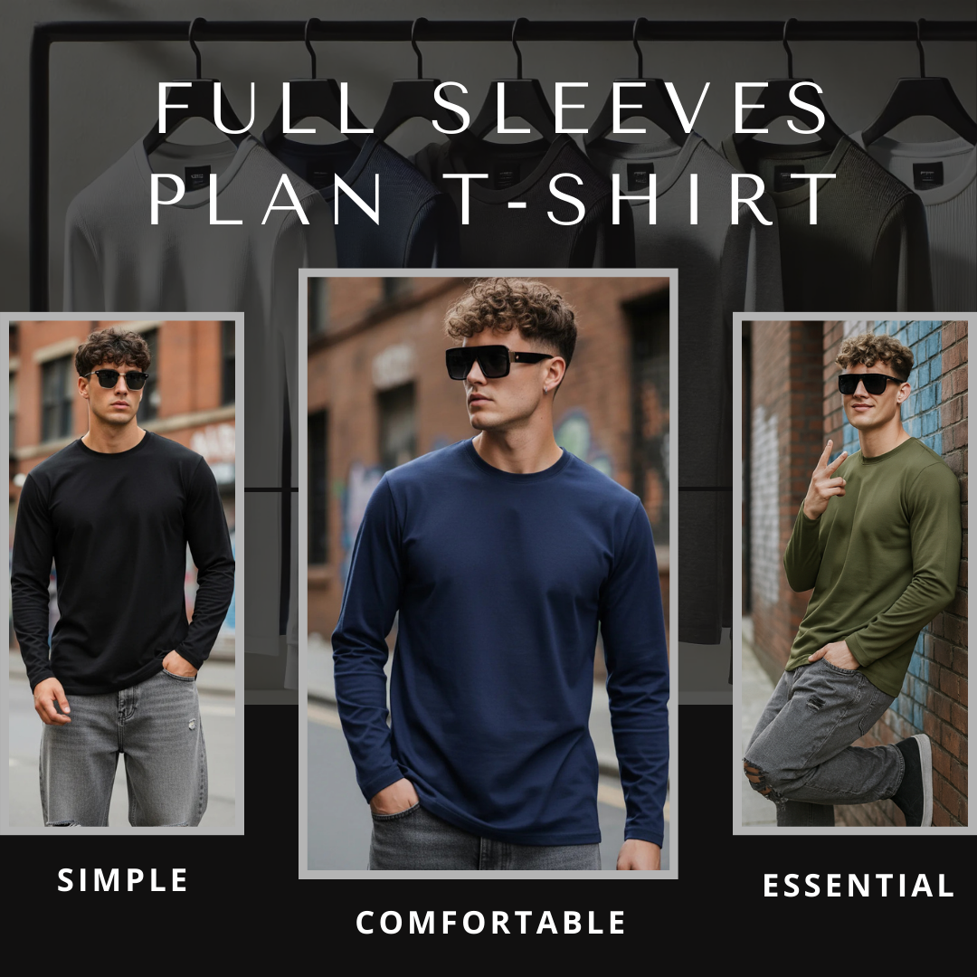 Full Sleeves Plan T-Shirt – Round Neck