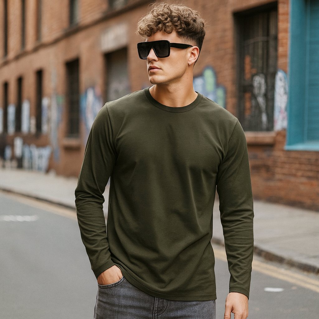 Full Sleeves Plan T-Shirt – Round Neck