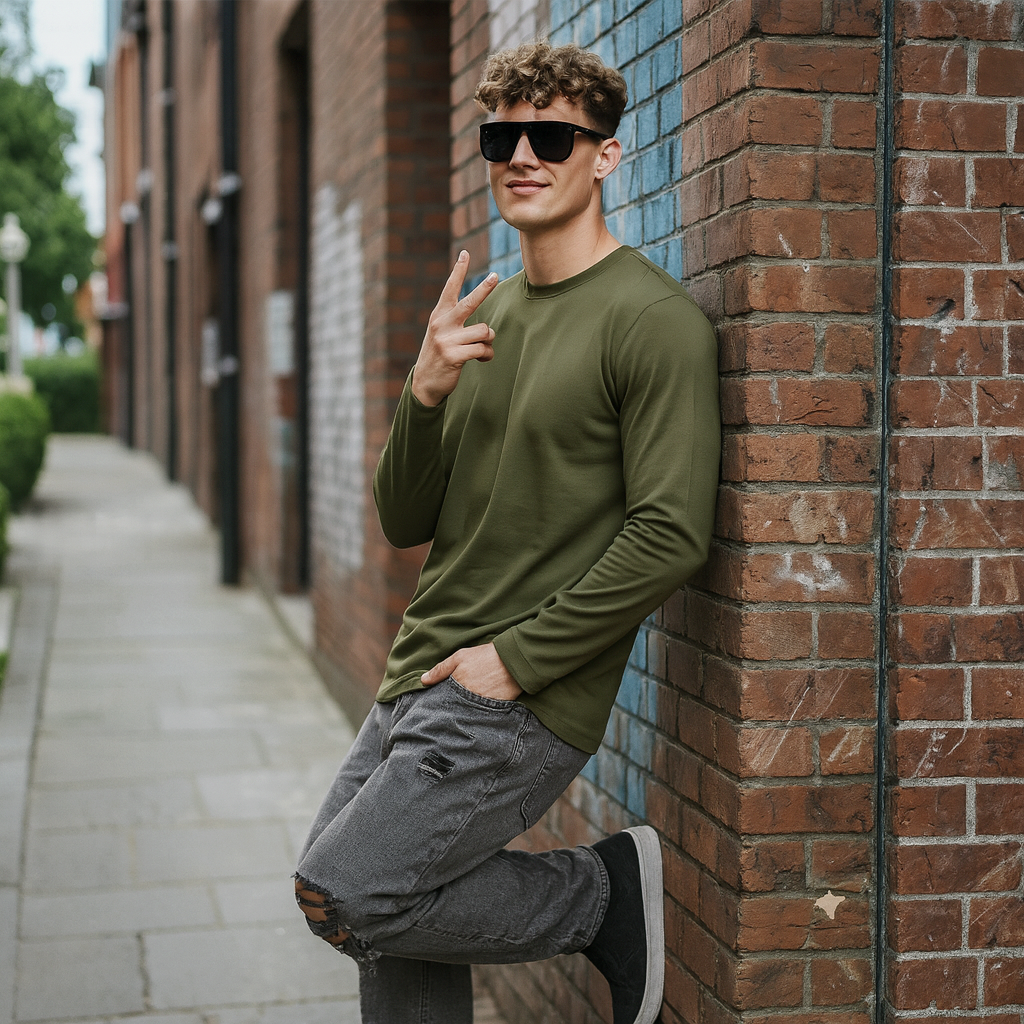 Full Sleeves Plan T-Shirt – Round Neck