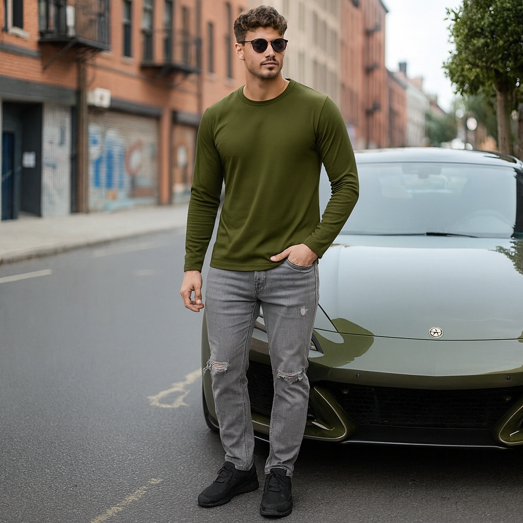 Full Sleeves Plan T-Shirt – Round Neck