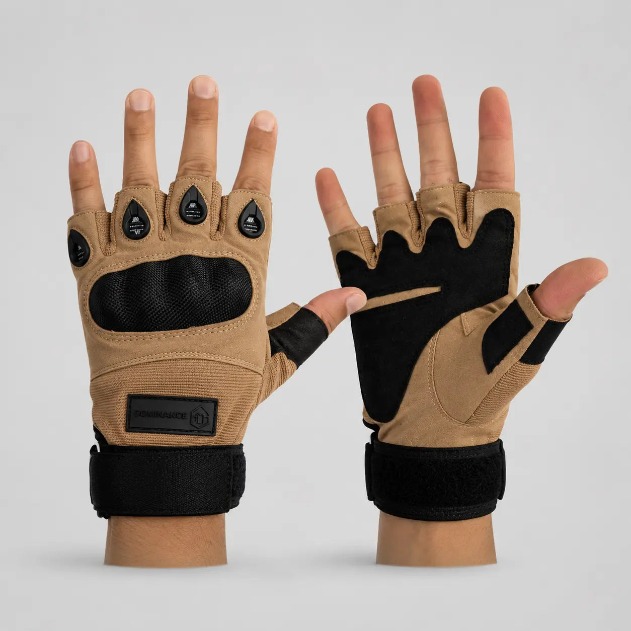DOMINANCE HALF FINGER MENS GLOVES SUMMER - Brown DOMINANCE
