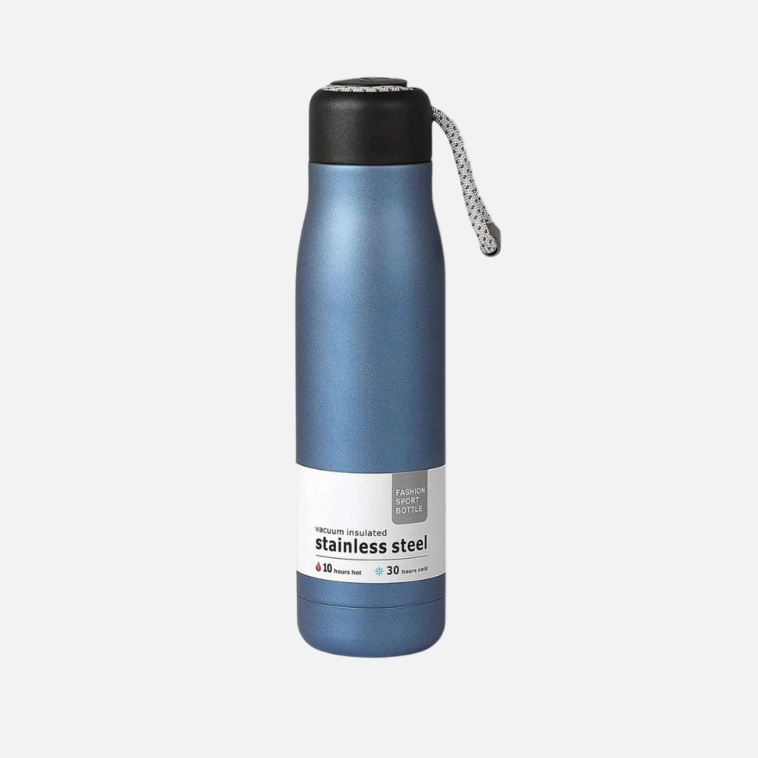 Double Wall Stainless Steel Vacuum Flask/ Water Bottle – 500ml (with Rope Handle)