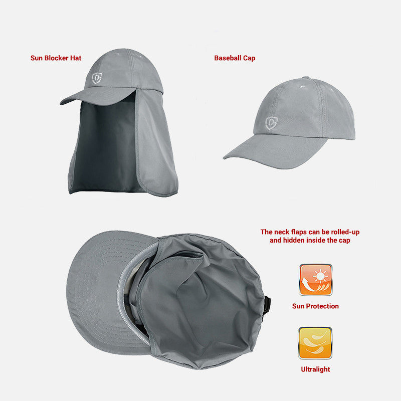 Sun Cap With Neck Flap – Grey
