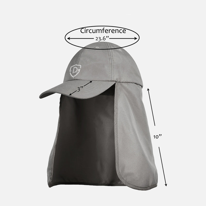 Sun Cap With Neck Flap – Grey