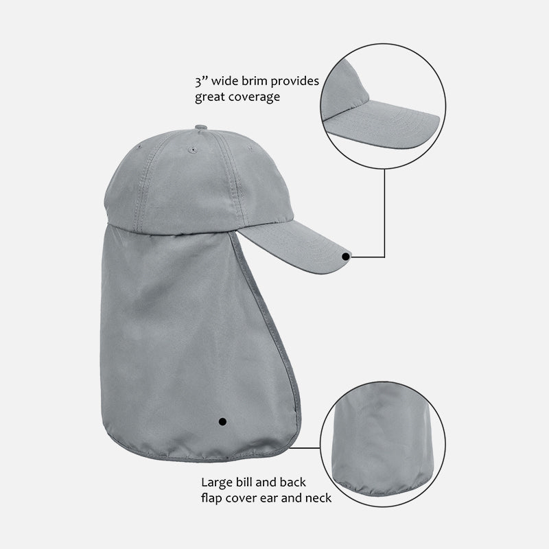 Sun Cap With Neck Flap – Grey