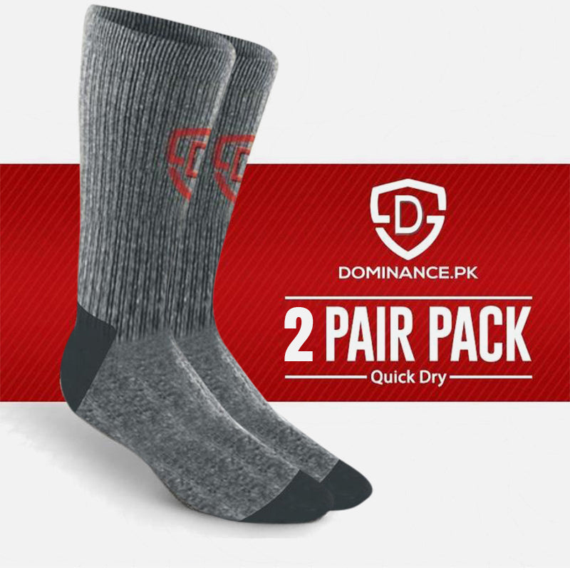 Quick Dry Long Socks – 2 Pair Grey