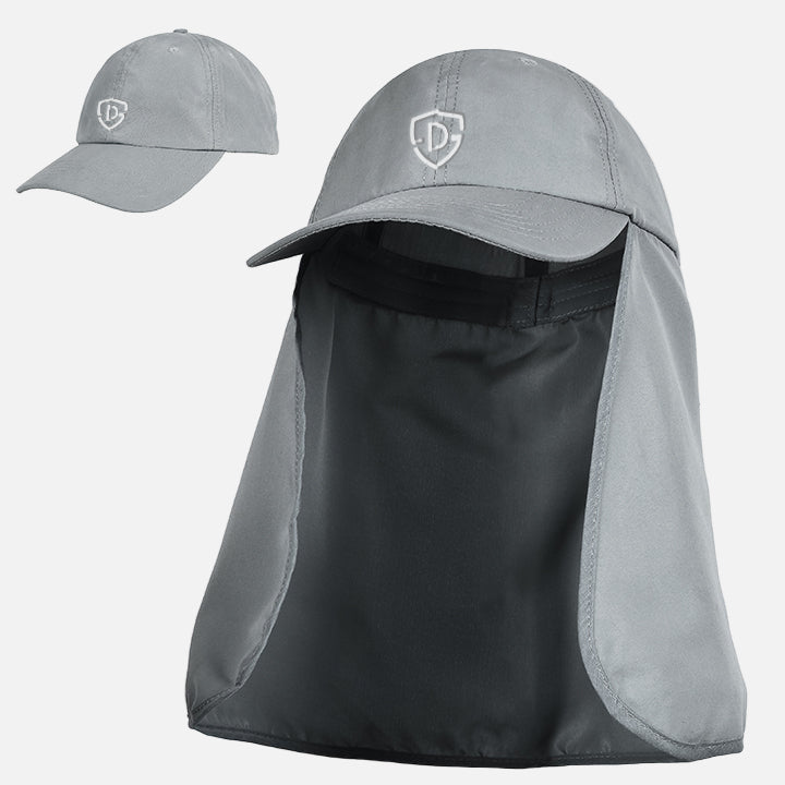 Sun Cap With Neck Flap – Grey