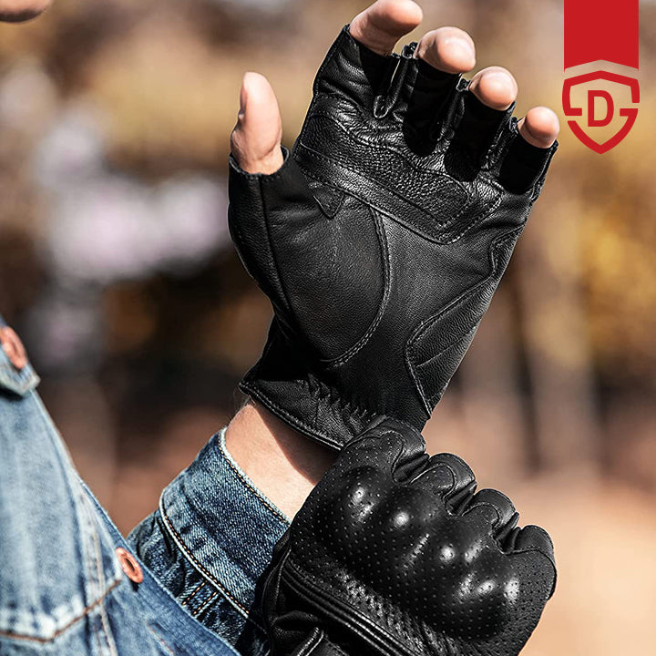 Dominance pure leather half finger gloves.