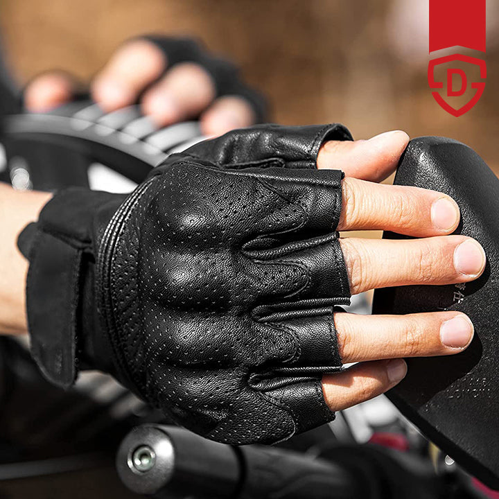 Dominance pure leather half finger gloves.