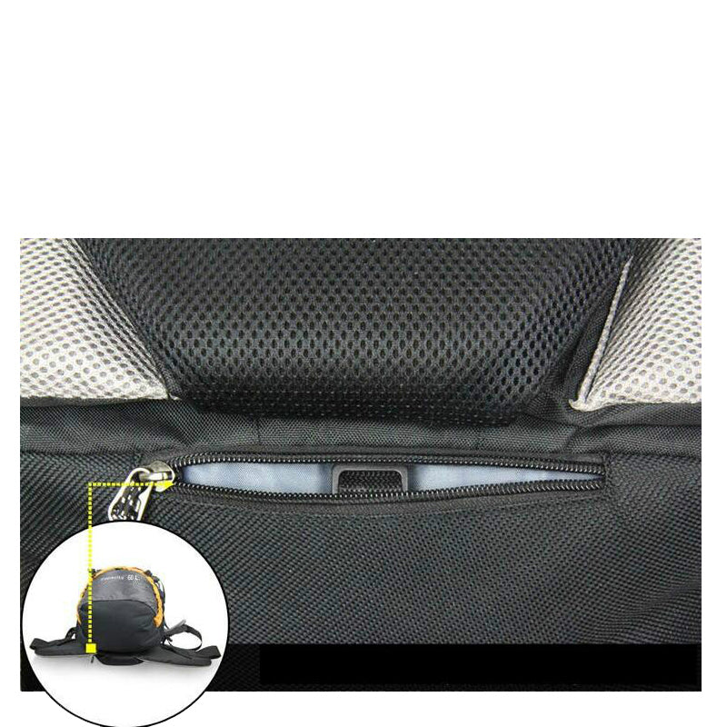 60 L professional backpack with extra pockets.