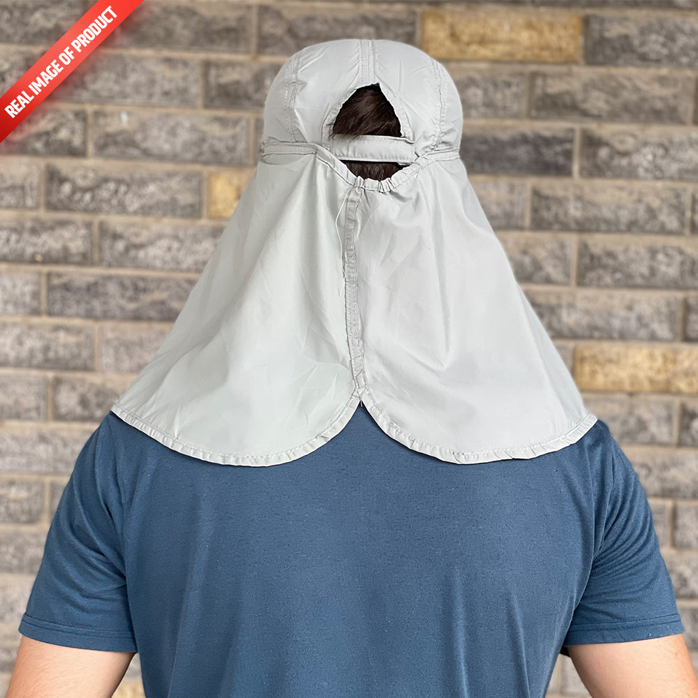 Sun Cap With Neck Flap – Grey