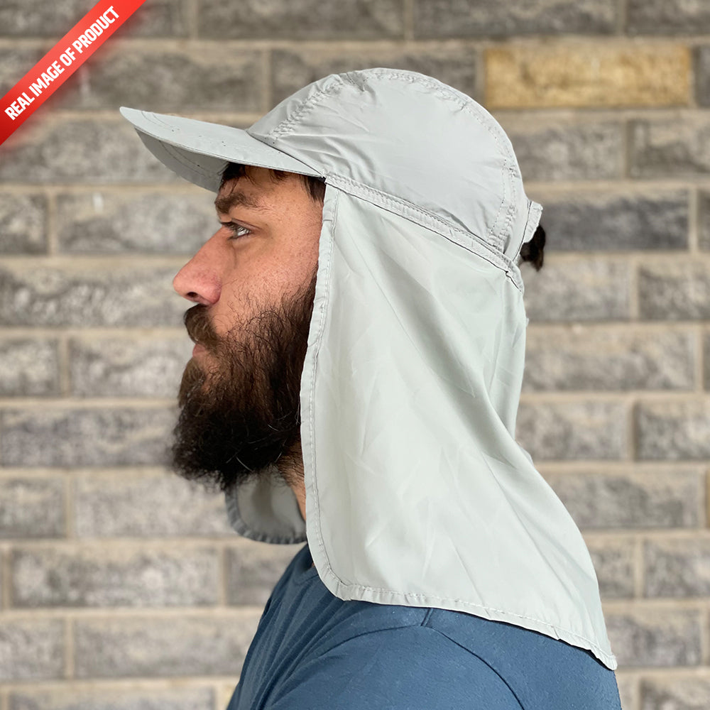 Sun Cap With Neck Flap – Grey
