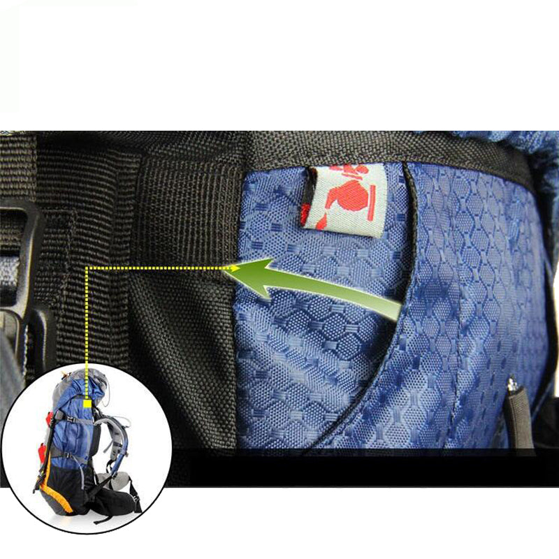 60 L professional backpack with extra pockets.