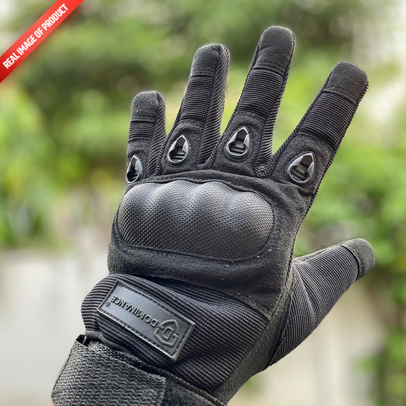 Dominance Biker Gloves Full Finger - Black