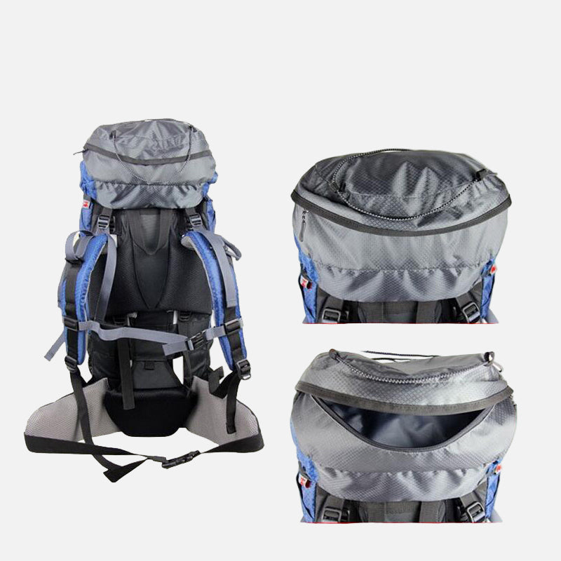 60 L professional backpack with extra pockets.