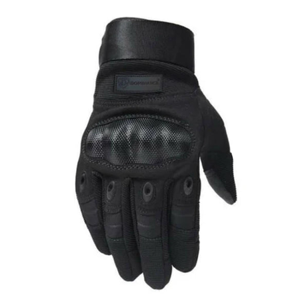 Black biker gloves with touch screen technology.