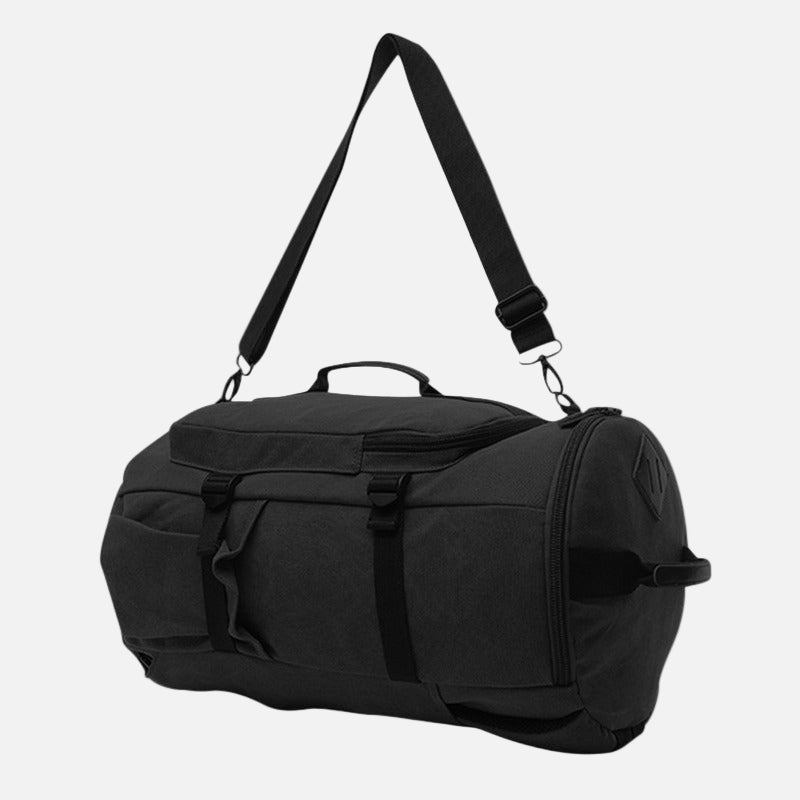 45 L, Black colored, 3 way duffle bag with extra pockets